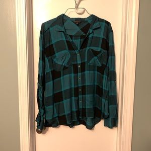 XL Rock & Republic Blue Plaid Button Down